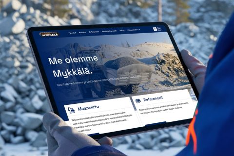 Mykkälän verkkosivut tabletin näytöllä