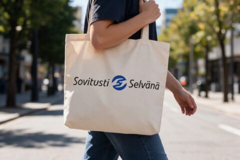 Sovitusti Selvänä -logo kangaskassissa