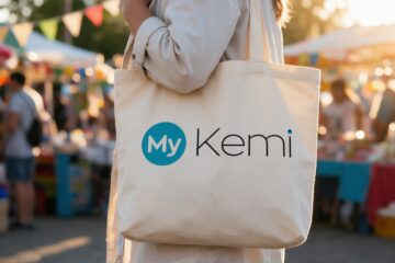 My Kemi -logo kangaskassissa toritapahtumassa